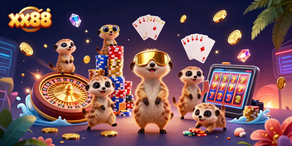 Experience thrilling gaming at xx88 with vibrant meerkats running a lively casino operation