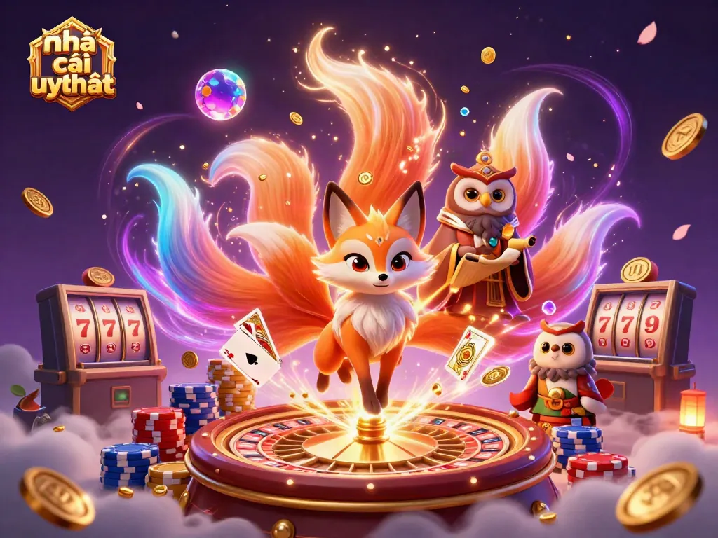 Experience the excitement of Nhà cái uy tín with vibrant casino-themed characters and elements